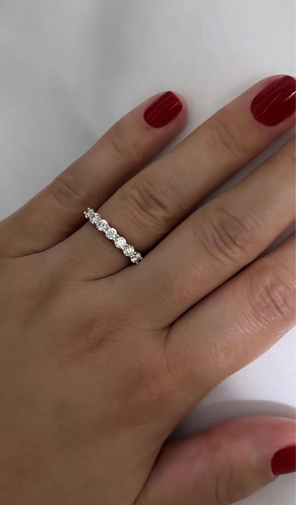 Miniatura: Prata 925 - Meia aliança Clara 10 pontos cada Moissanite brilhante 