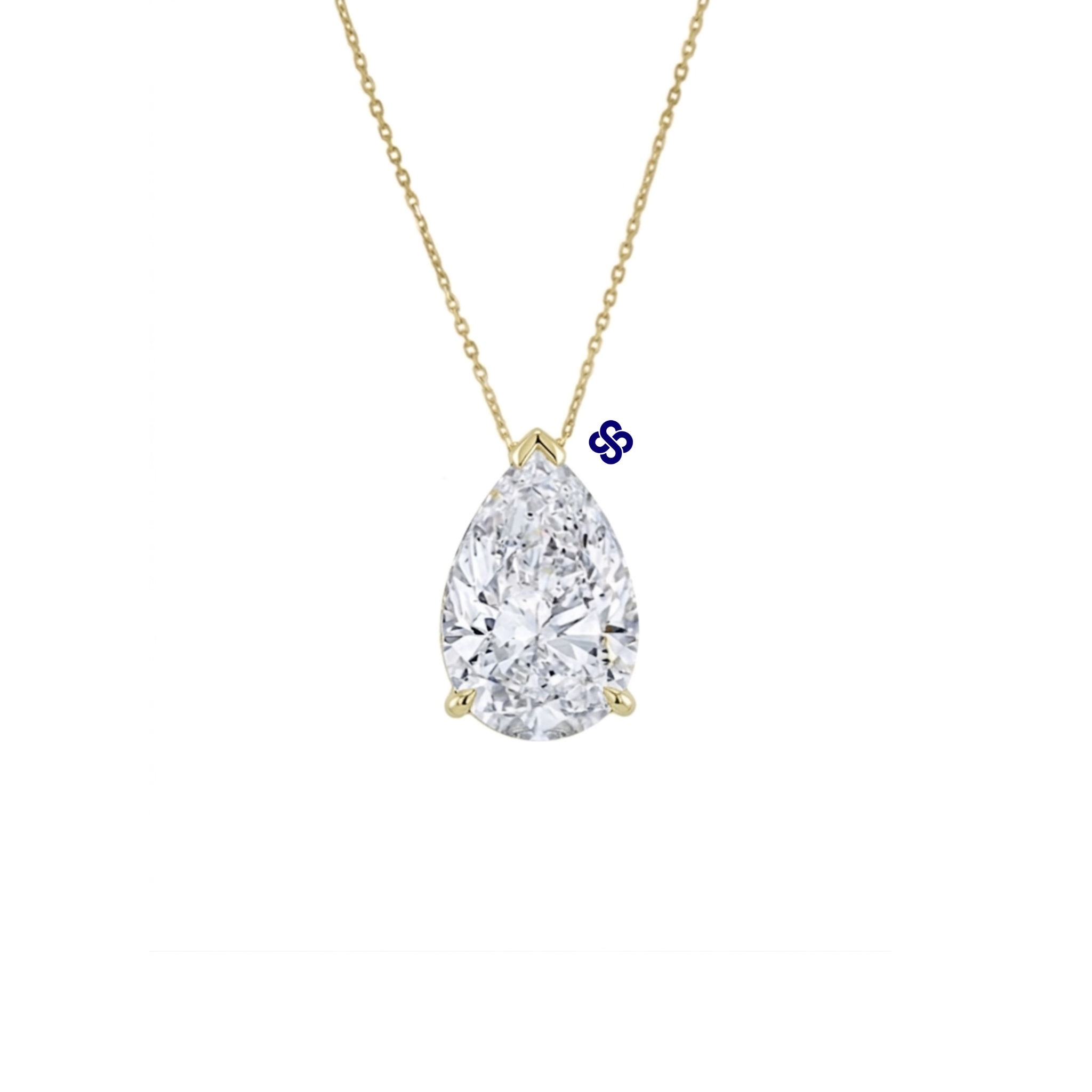 Ouro 18k - Colar solitário Pear de diamante lab grown gota