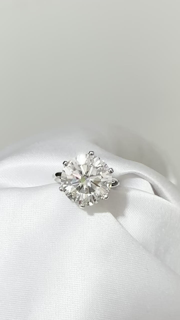Miniatura: Prata 925 - Anel solitário Romance 10cts de Moissanite brilhante 