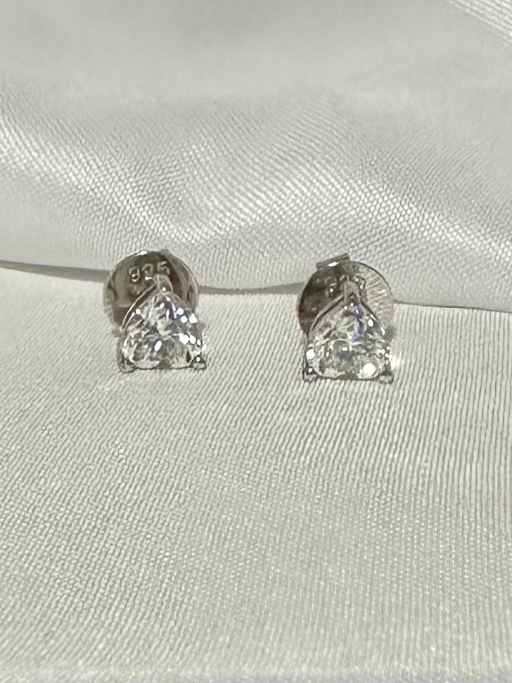 Miniatura: Prata 925 - brincos solitário de Moissanite na lapidação coração 