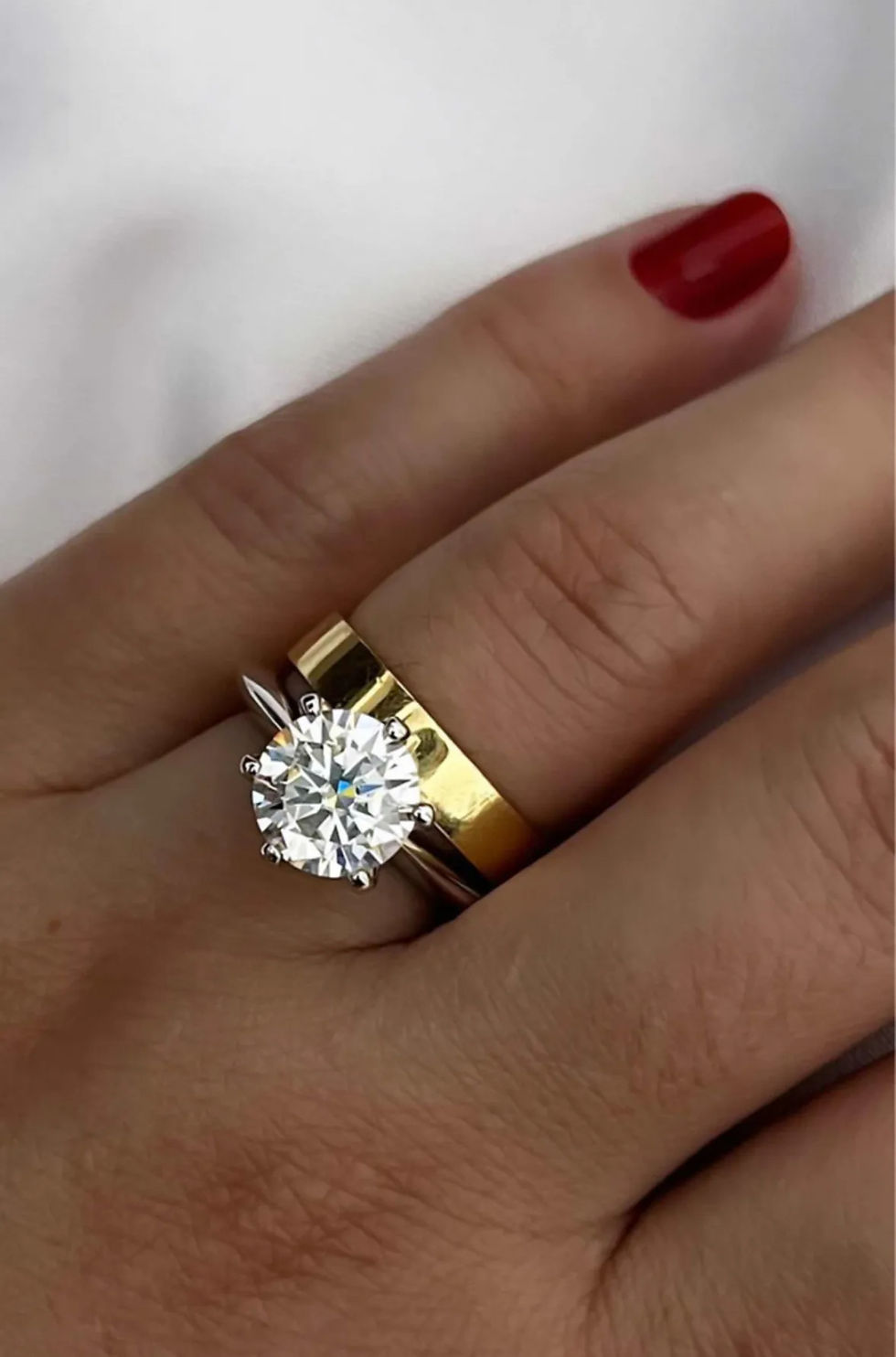 Miniatura: Prata 925 - Anel solitário Romance 3 cts de moissanite brilhante