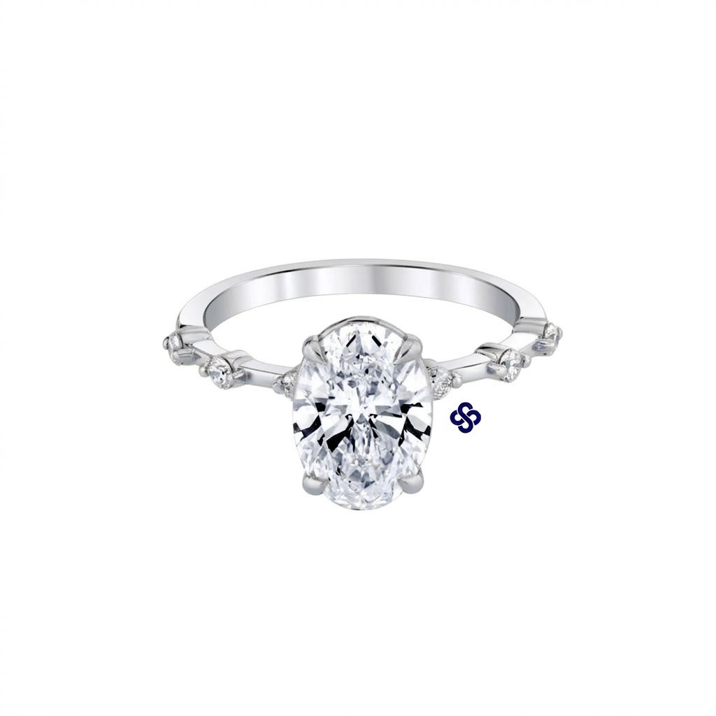 Prata 925 - anel solitário Cissa de Moissanite oval