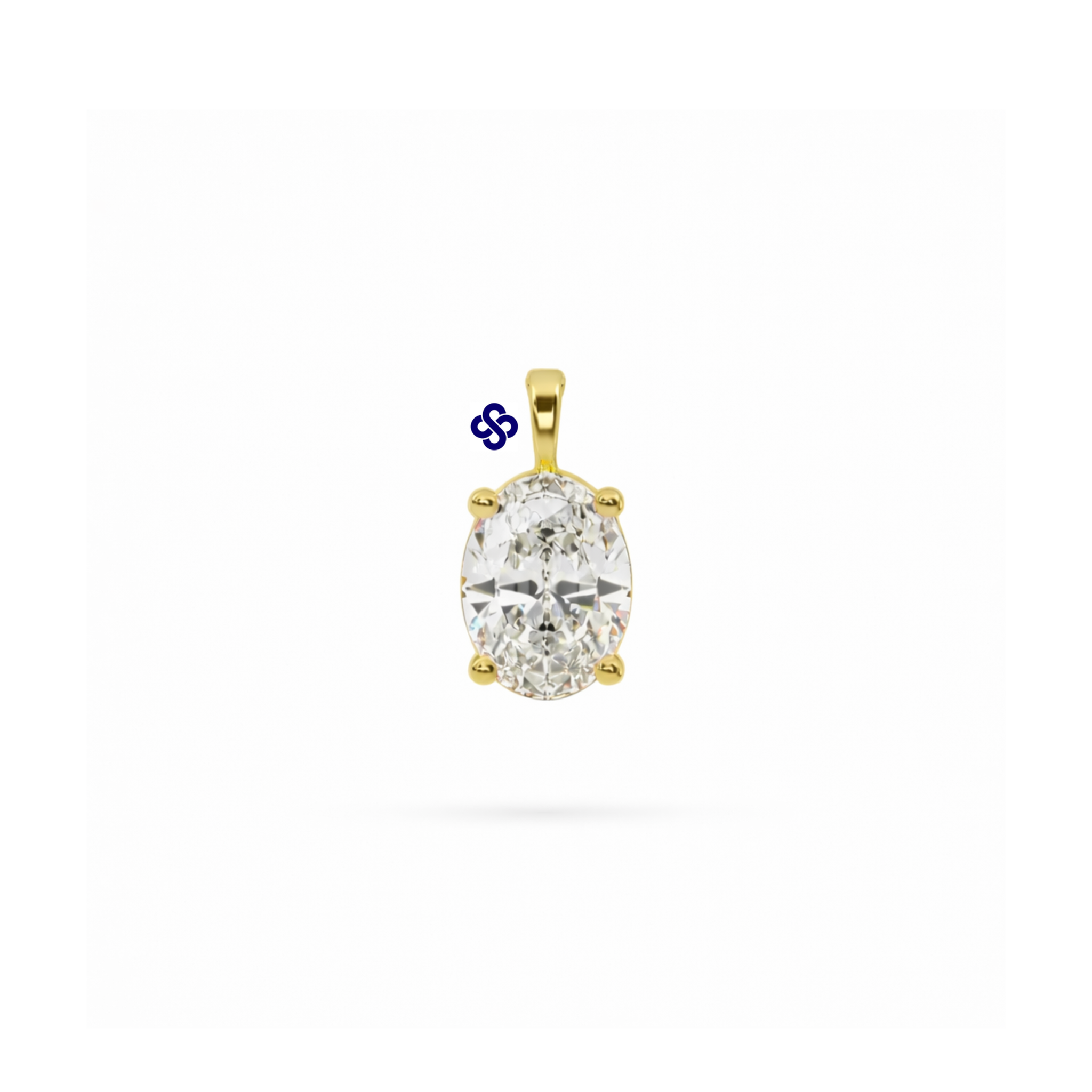 Ouro 18k - pingente solitário Deyse lapidação oval de diamante lab grown
