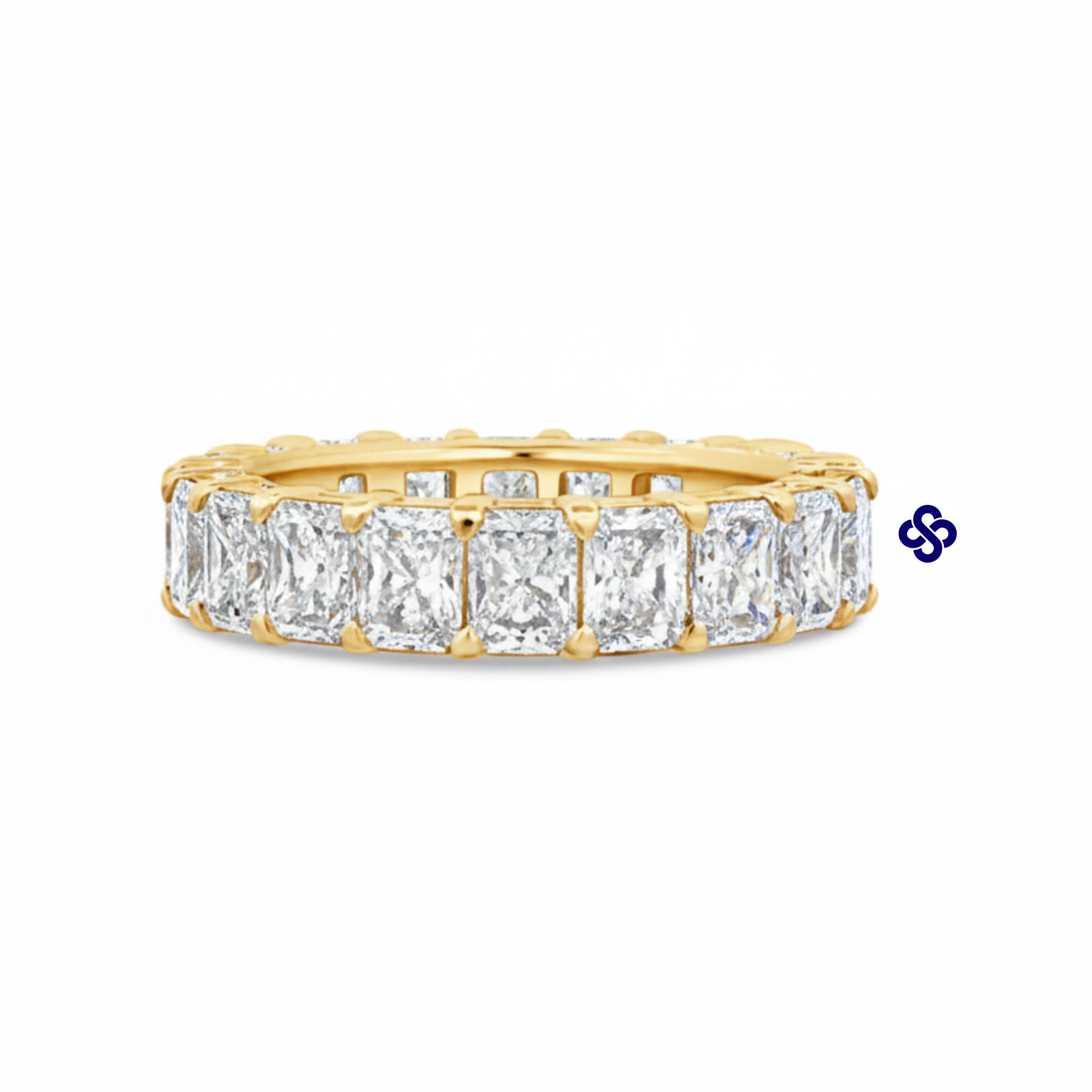 Ouro 18k - aliança 0.5ct cada Moissanite na lapidação radiante