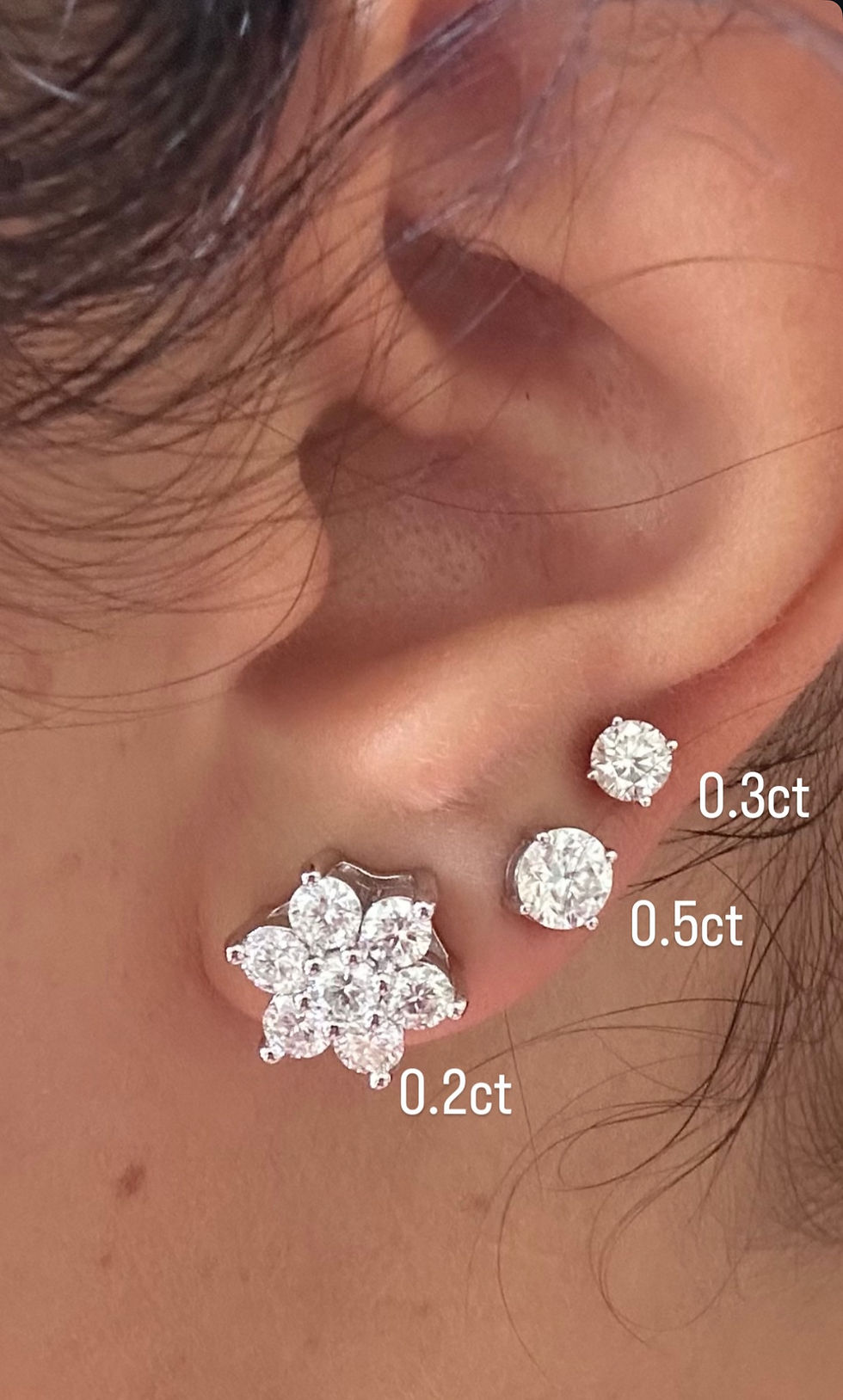 Miniatura: Ouro 18k - brincos flor de Moissanites lapidação brilhante 