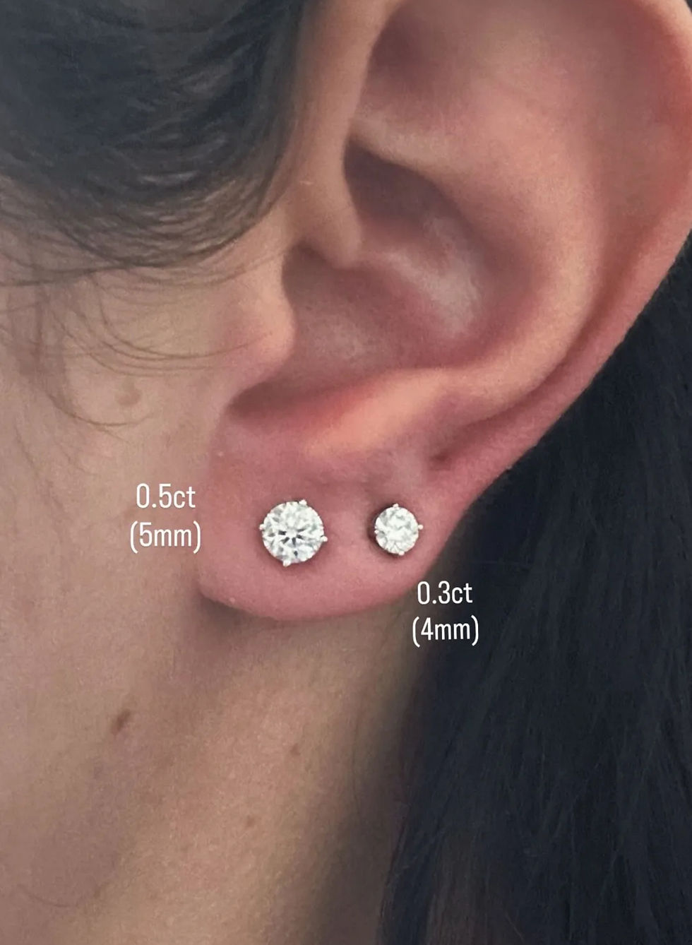 Miniatura: Prata 925 - brincos solitário Ana 0.5ct cada Moissanite brilhante