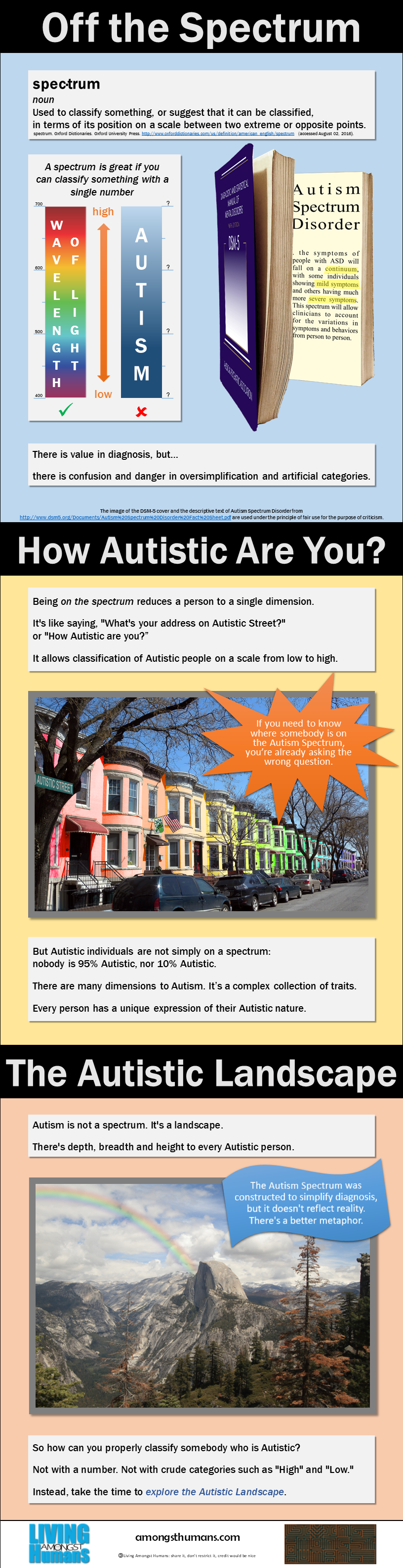 A complex graphic depicting the Autistic landscape. The full text is available in the PDF file the graphic links to.