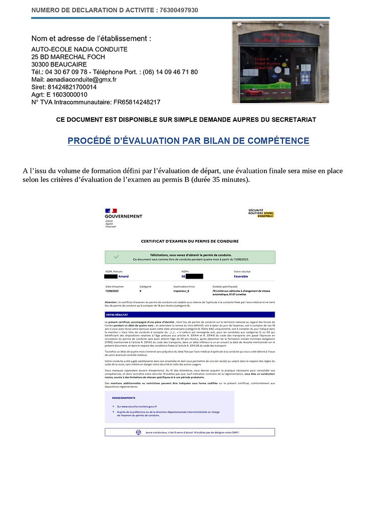 Procédé d'évaluation par B.C