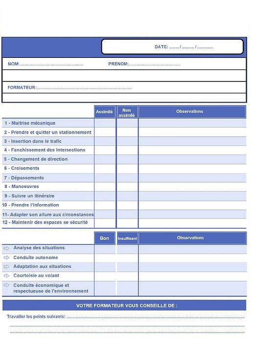 Bilan de Conduite