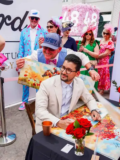 Signing posters at Derby 151