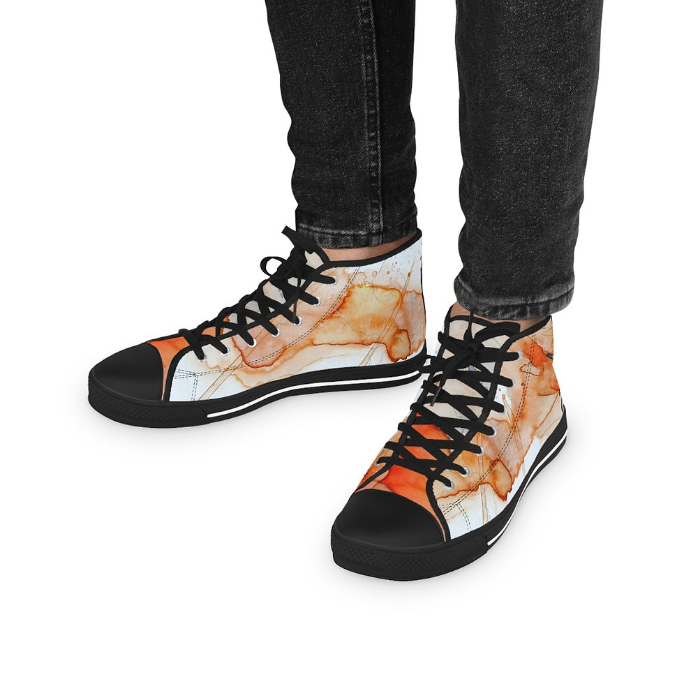 Thumbnail: Men's High Top Sneakers (Black Edition-watercolor inspired)