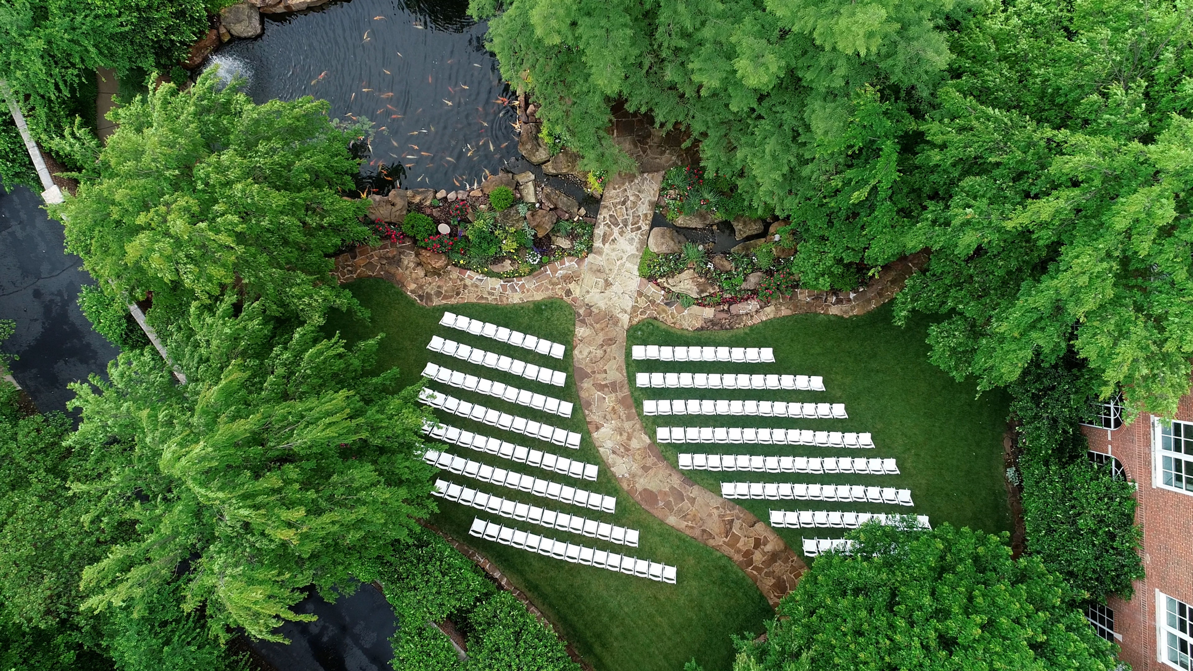 Wedding Garden set with wedding chairs - OKC Wedding Photographers