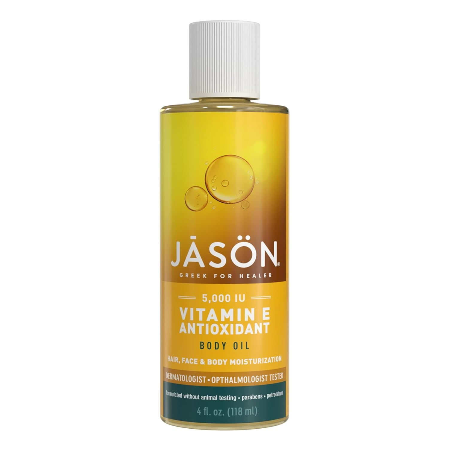JASON Vitamin E 5,000 IU Moisturizing Body Oil, For Hair, Face, and Body, 4 Flu