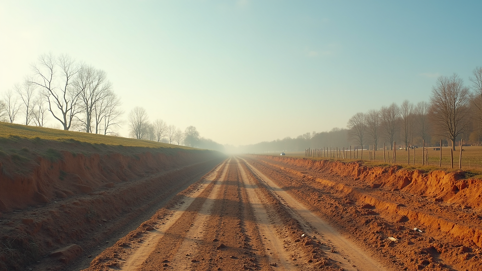 Wide angle view of a cleared land ready for construction