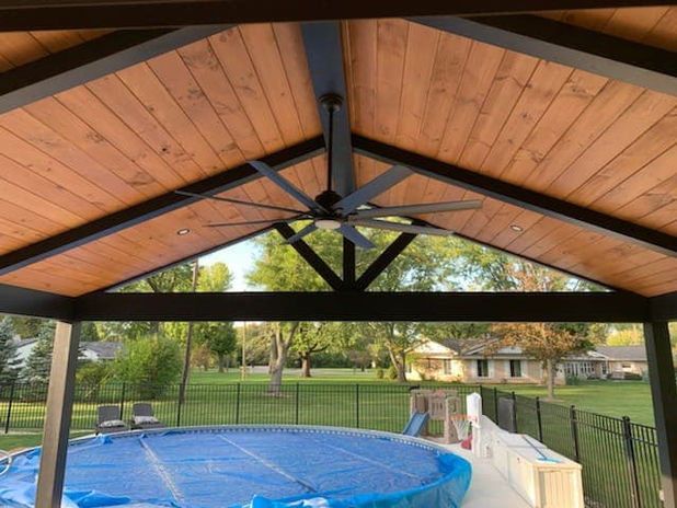 Open Porch style room gable outdoor seating area screen front deck