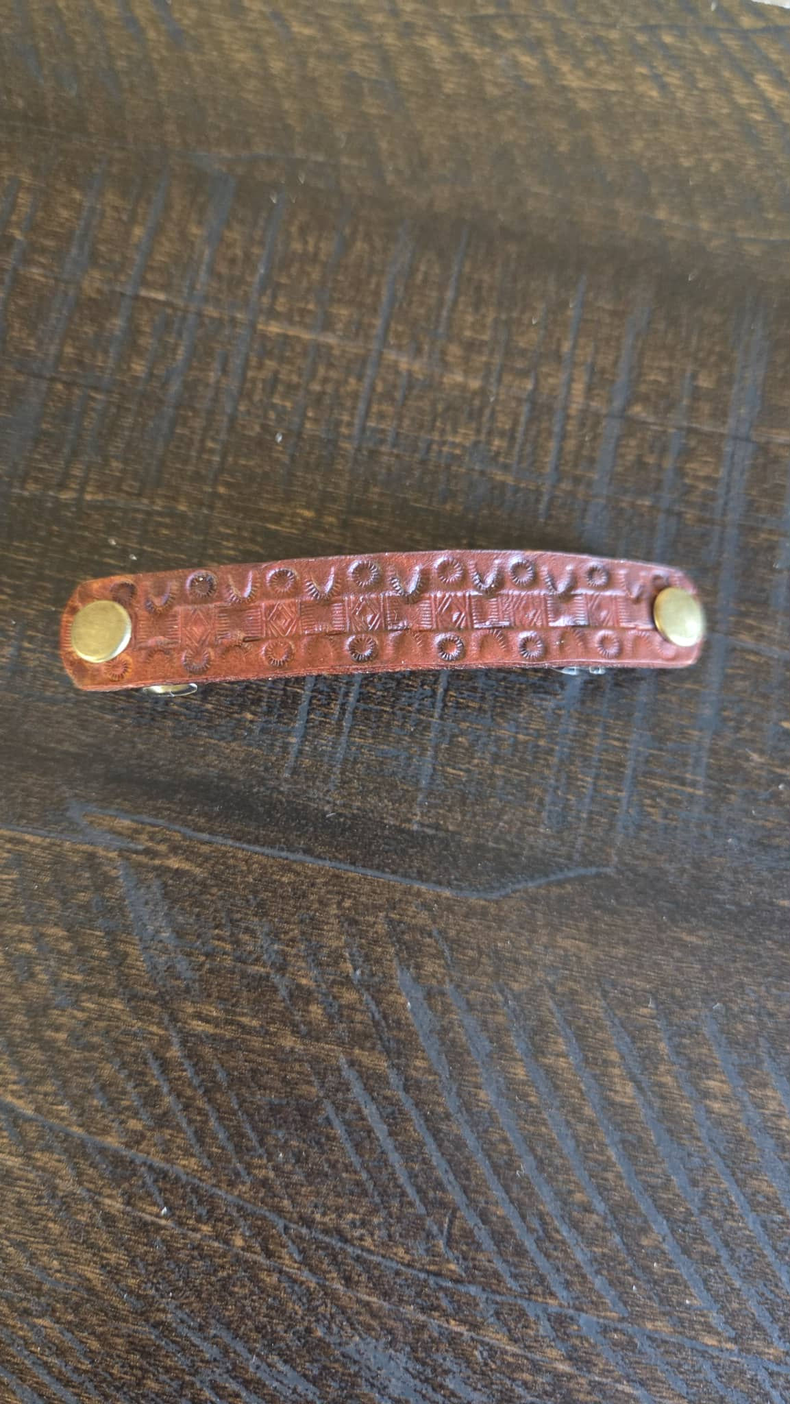 Leather Block Hair Barrette