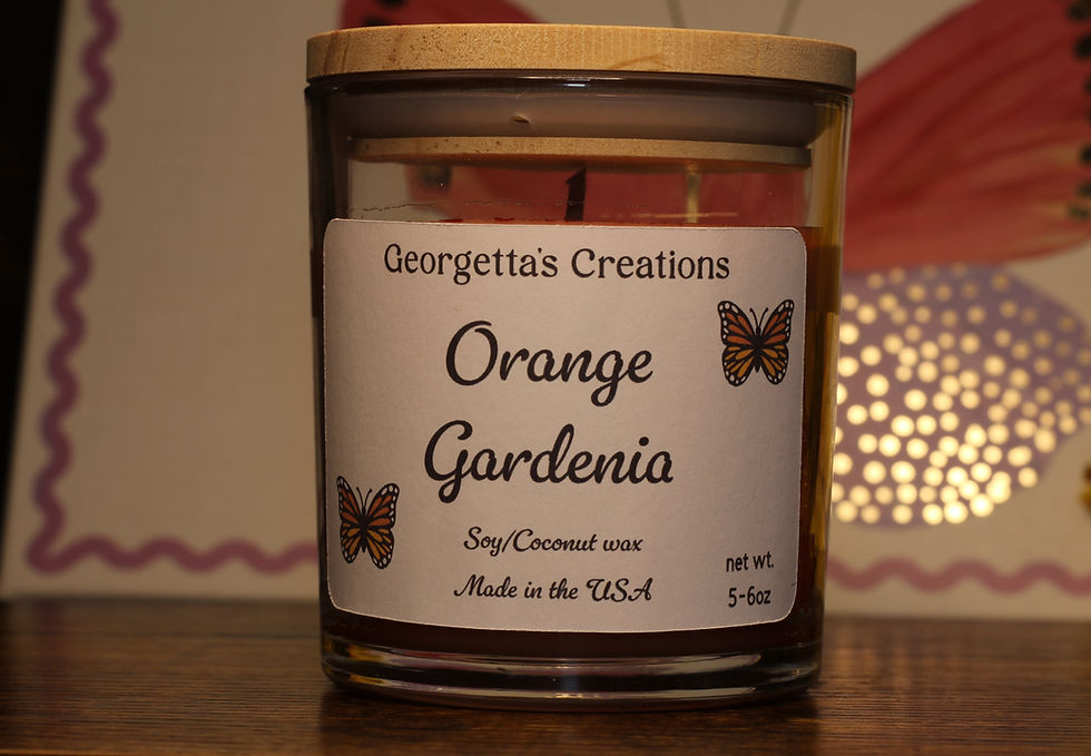 Immerse yourself in the luxurious Orange Gardenia blend, offering indulgence and a personal touch. Georgetta's natural candle collection captures nature's essence, perfect for refreshing your mind. Enjoy the mix of vibrant orange and delicate gardenia, making your daily routines special. Handcrafted with care, our products use high-quality, all-natural ingredients. Treat yourself to a superior sensory experience at home
