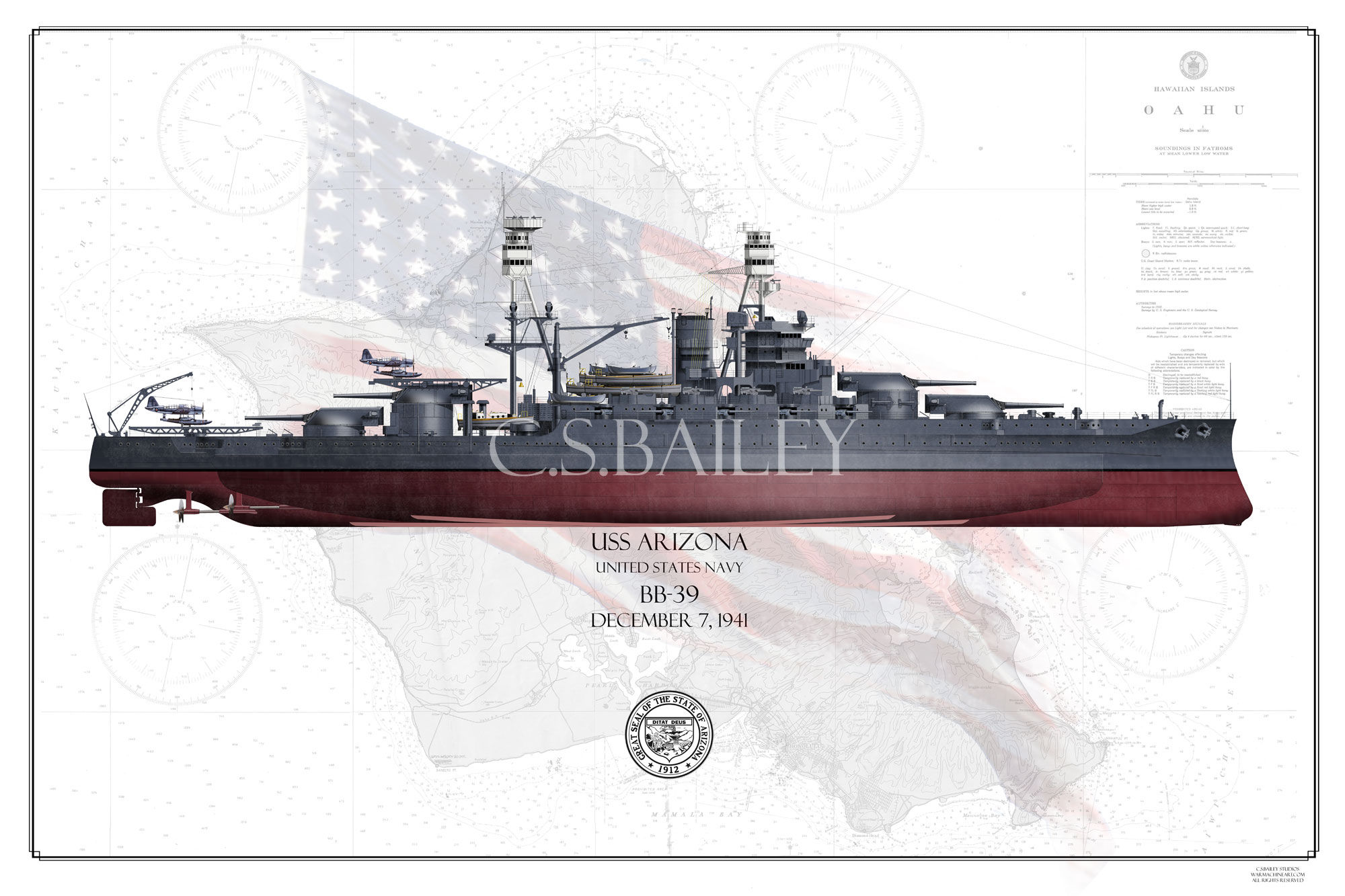 USS Arizona BB-39 1941 FH Print
