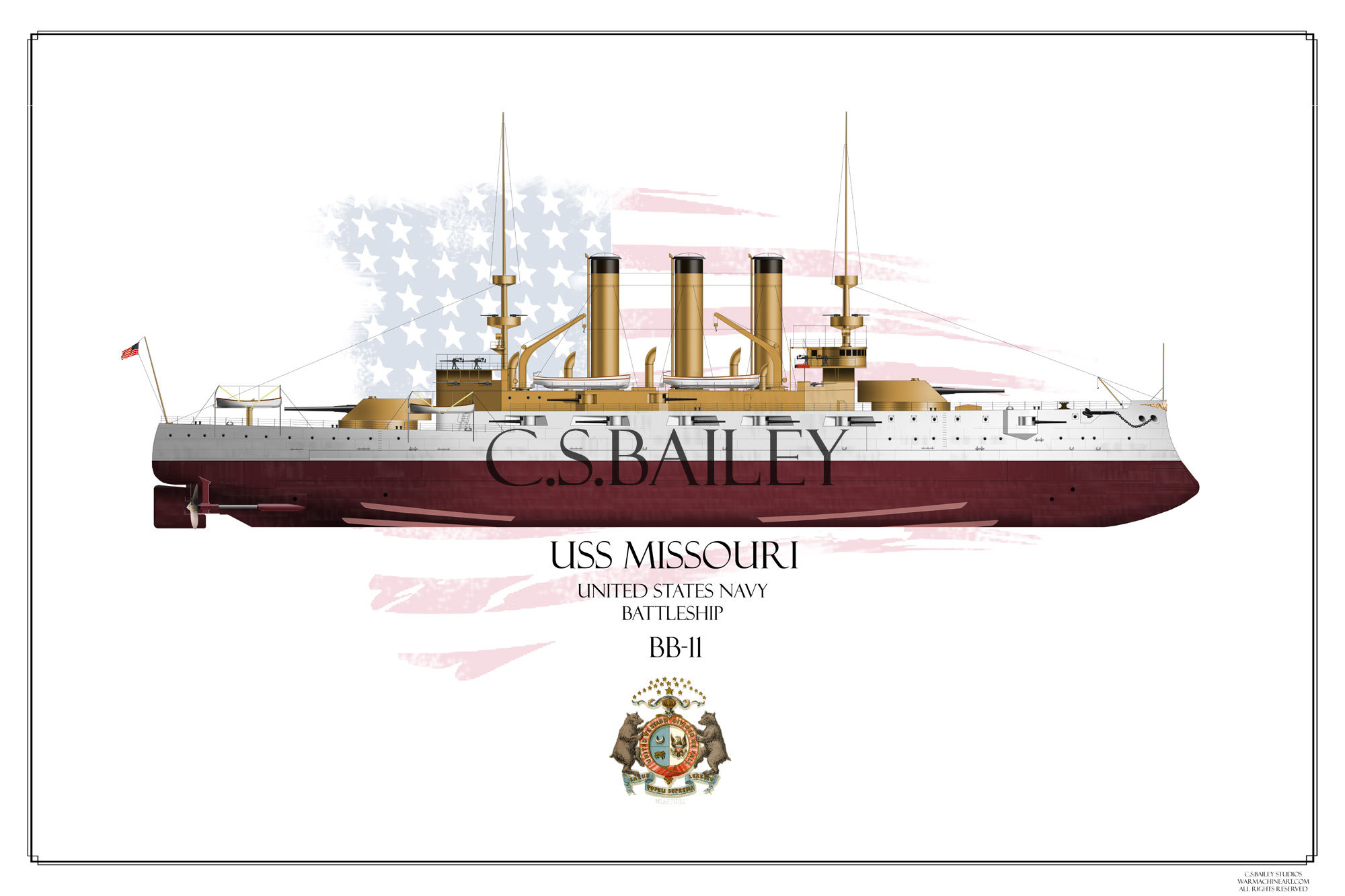 USS Missouri BB-11FH Print