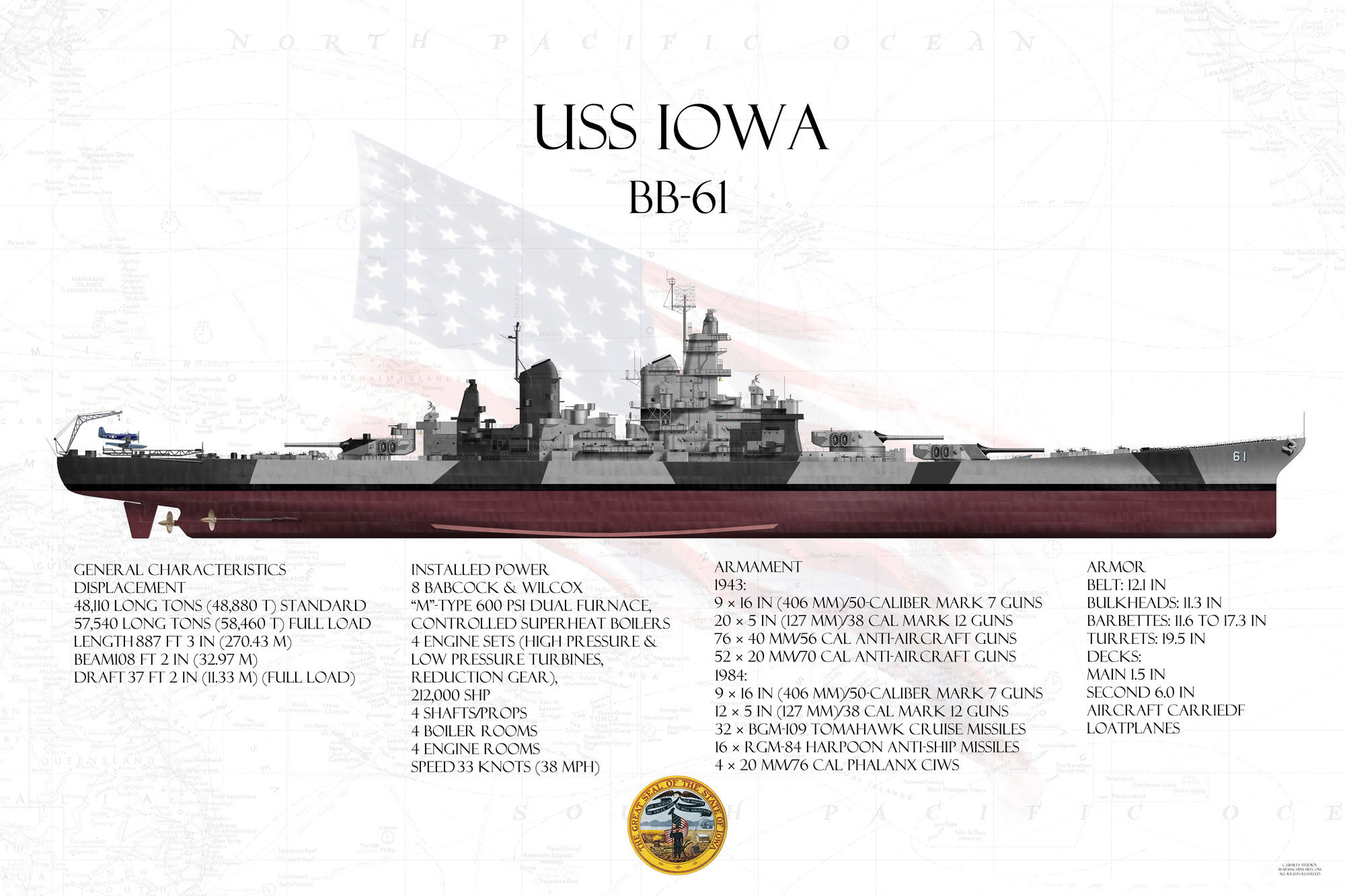 USS Iowa BB-61 Dazzle Poster