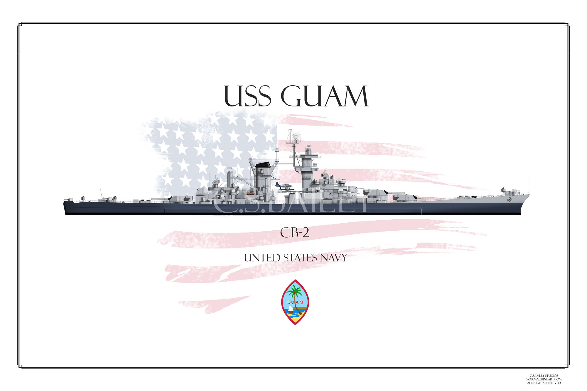 USS Guam CB-2 MS 22 print