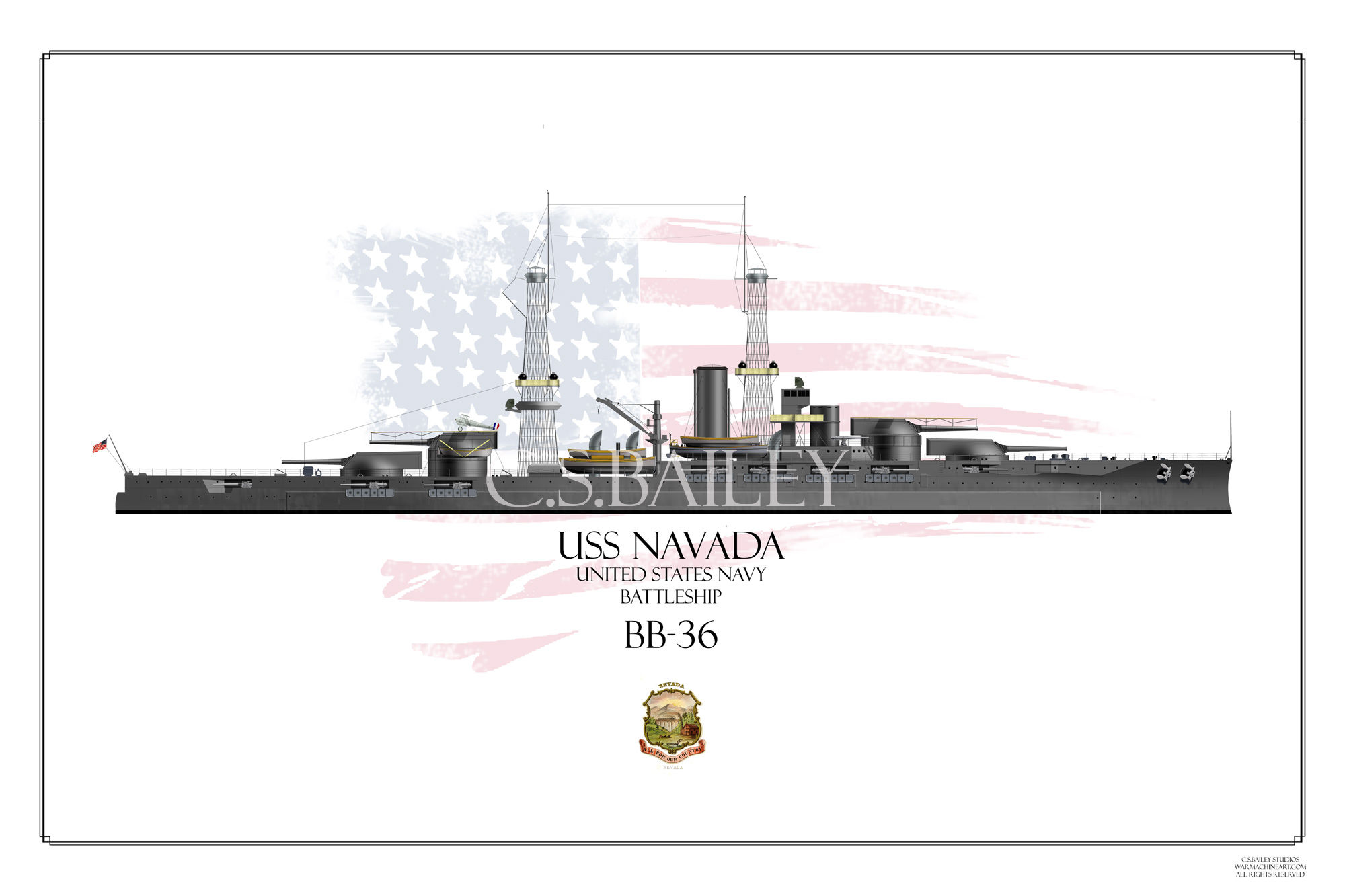 USS Nevada 1920's WL Print
