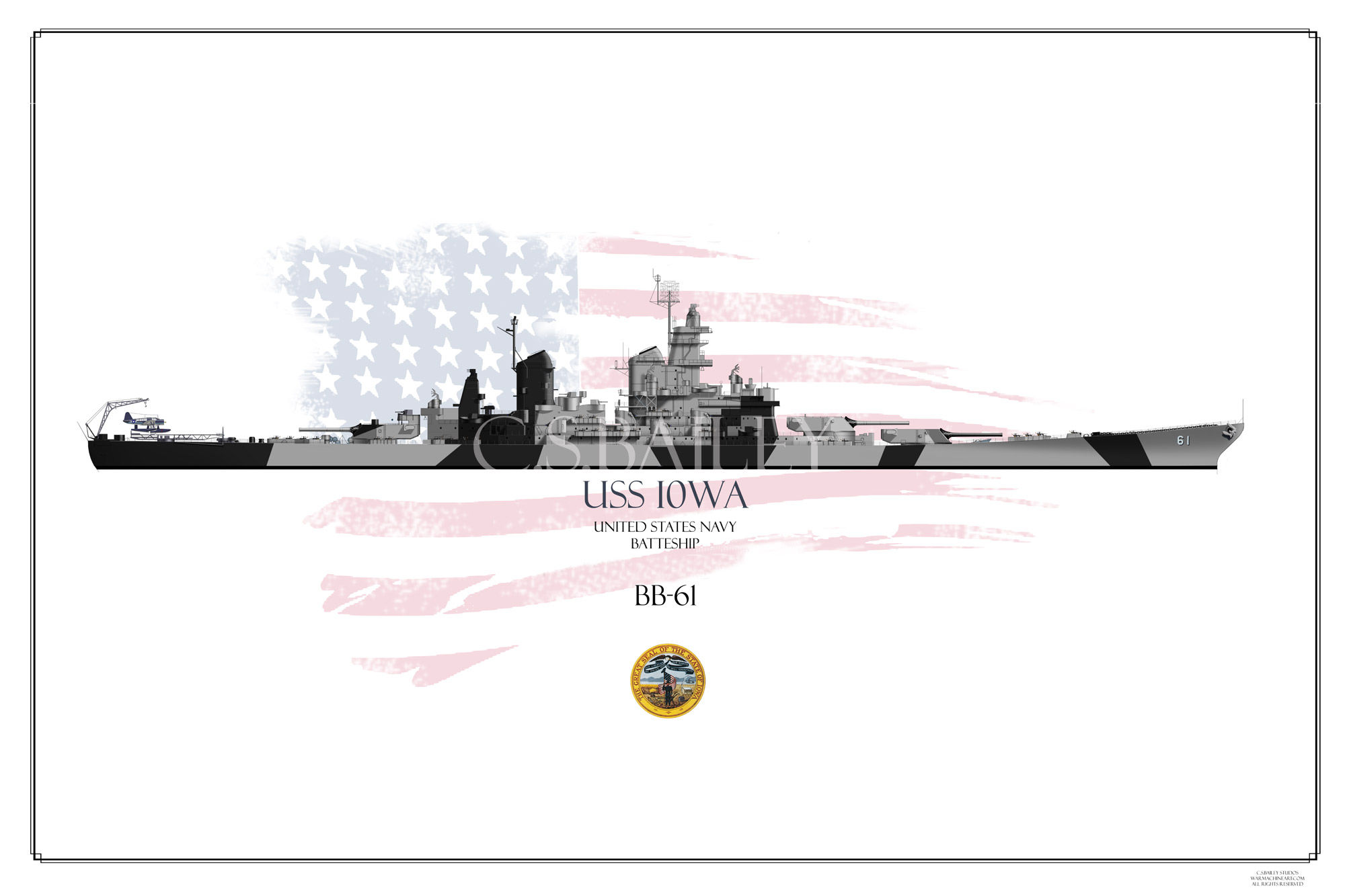 USS Iowa BB-61 Dazzle WL Print