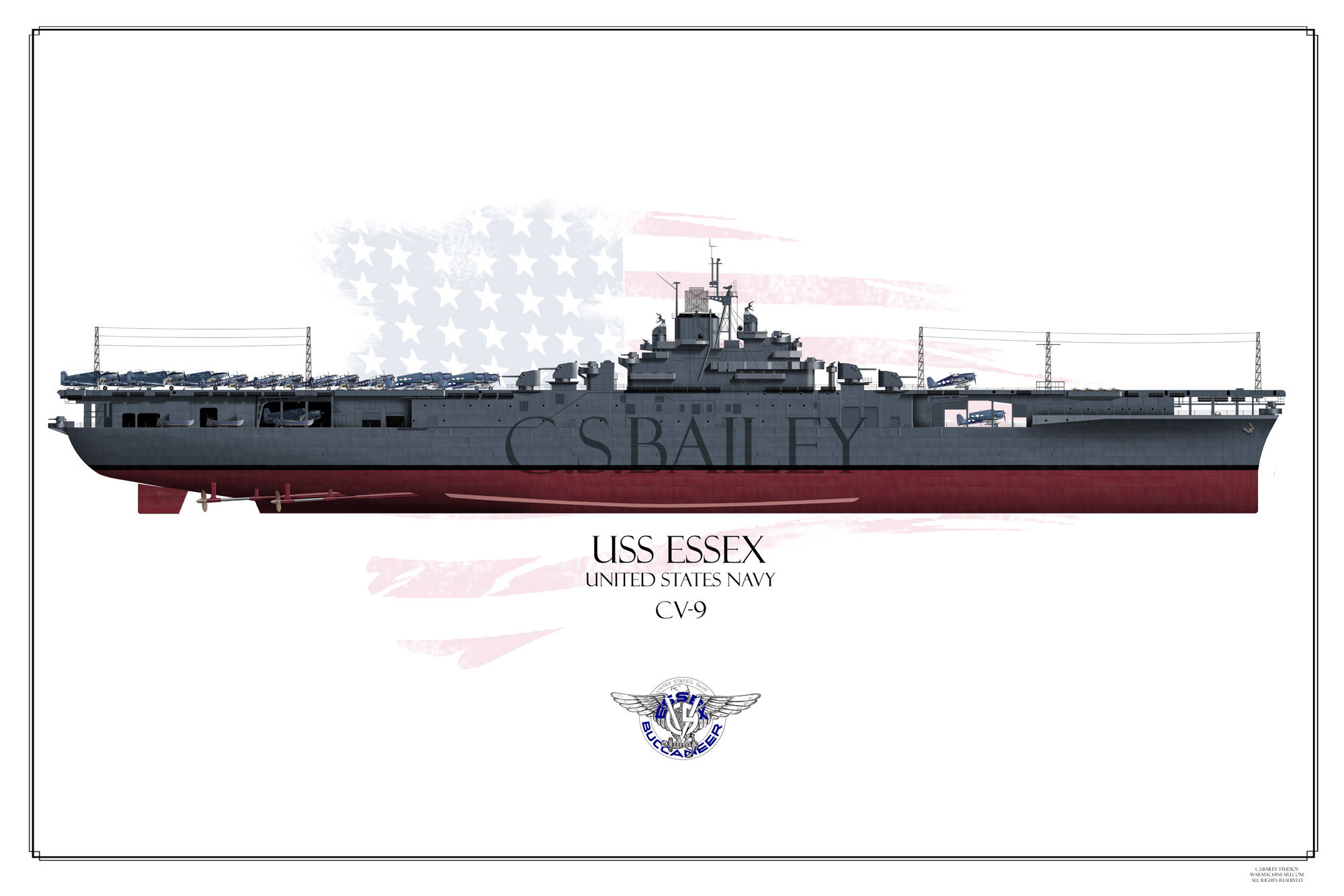 USS Essex CV-9 MS-21 F/H Print