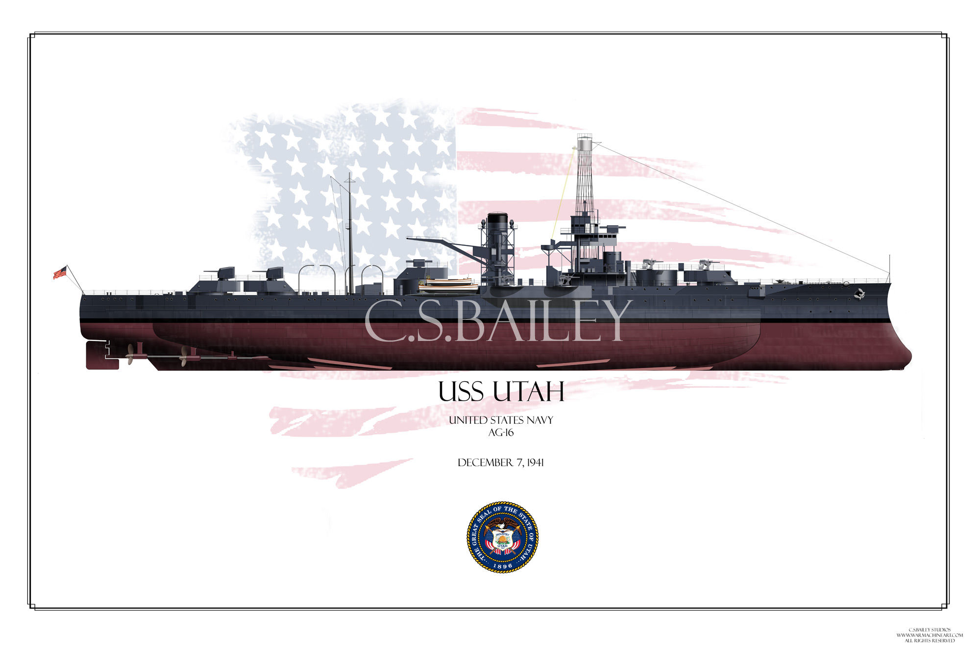 USS Utah AG-16 FH print