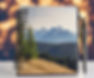 PENS AND NOTEBOOK BINDER WITH FIR TREES MOUNTAIN BACKGROUND
