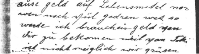 An excerpt from a handwritten letter showing the handwriting