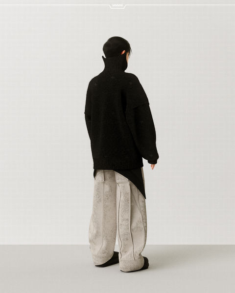 turtleneck vampire collar 3d garment 3d artist william knies, worldwidewilly, bionic apple vetements pants wide leg animated