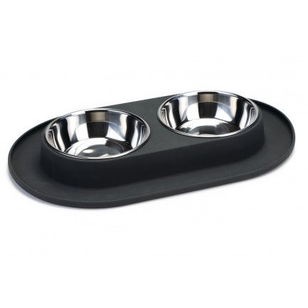 Miniature : Gamelle double inox bord silicone