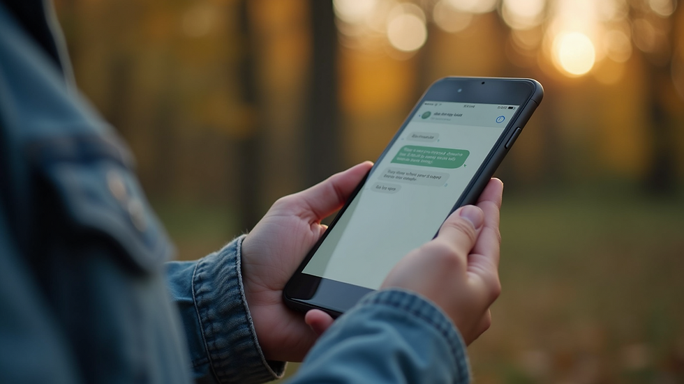 Close-up of a smartphone showing a heartfelt message reply