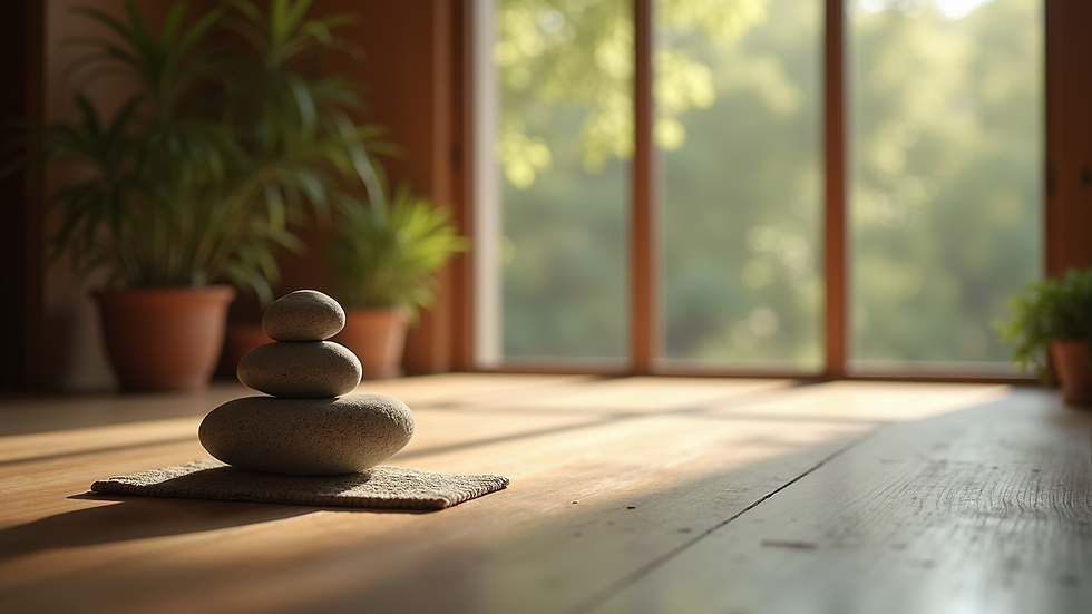 Close-up view of a tranquil meditation space