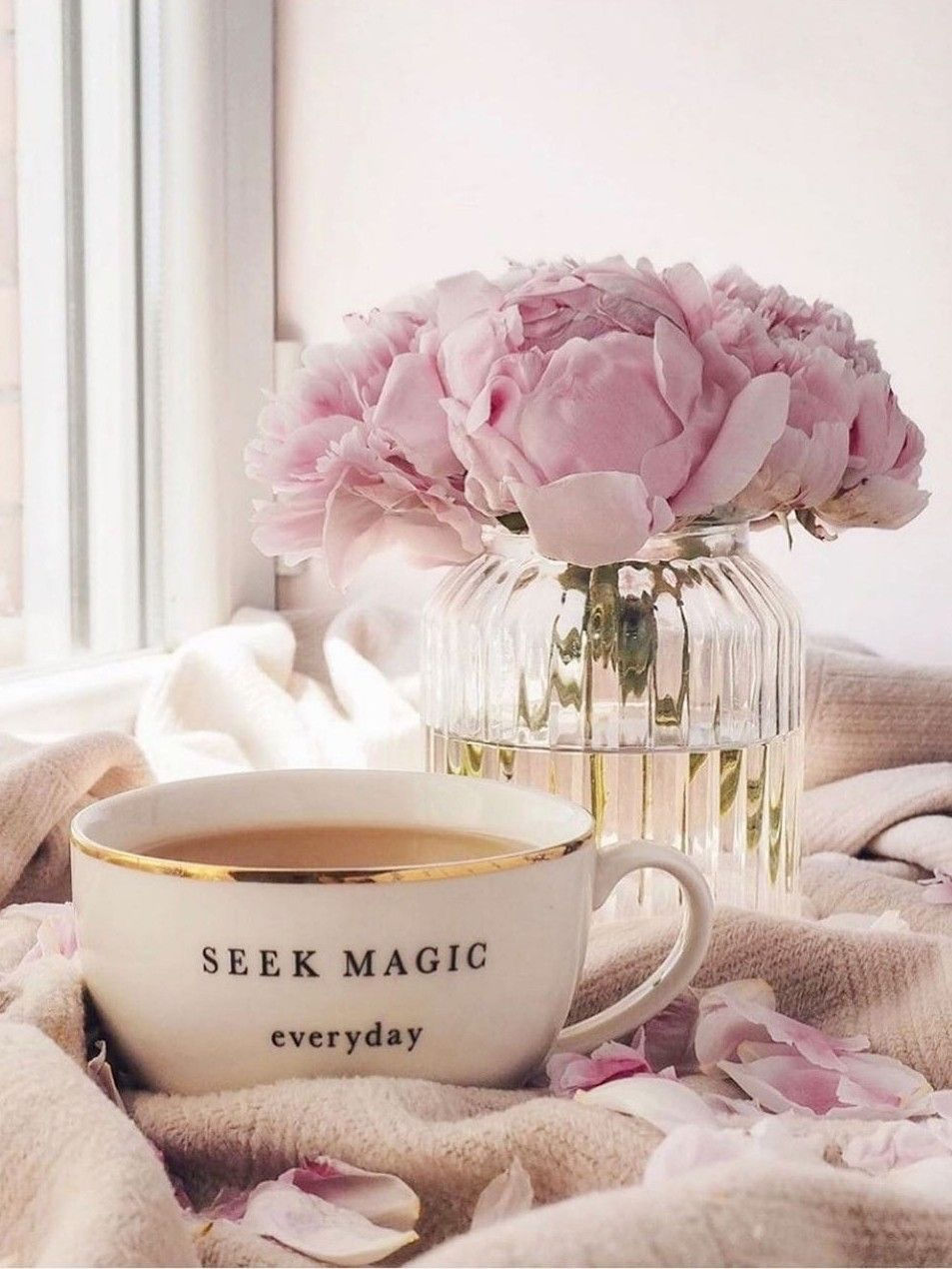 daily rituals with coffee and flowers