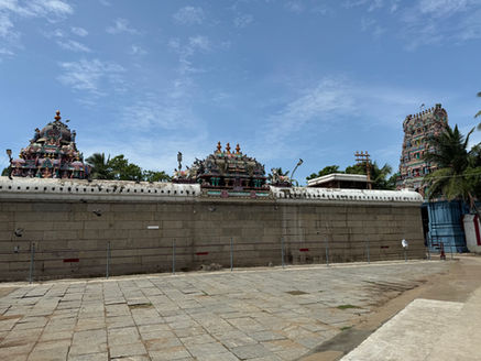 A side view of a temple in Tamil Nadu