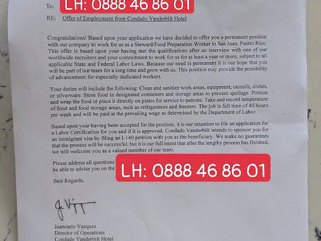 Thư từ nhà Bảo trợ EB3 - Condado Vanderbilt