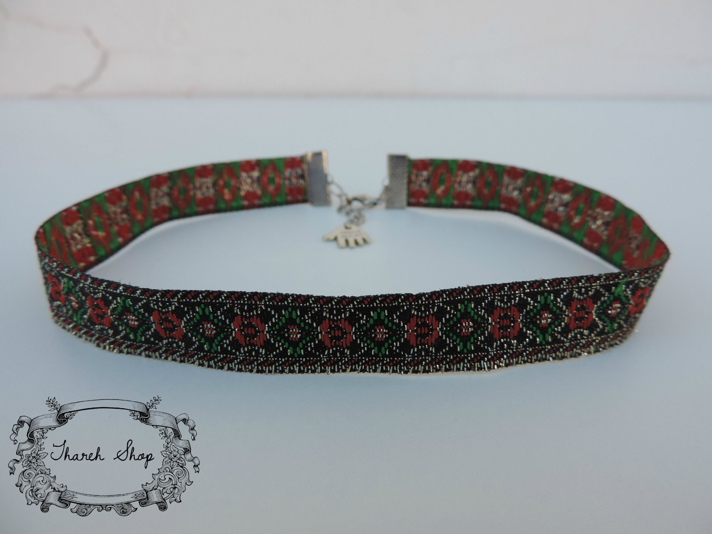 Choker red silver
