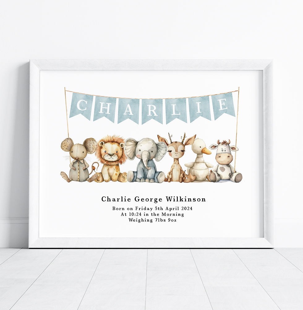 Thumbnail: Personalised New Baby Boy Keepsake Print | Plushies