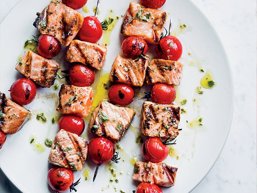 Pesto Salmon Skewers