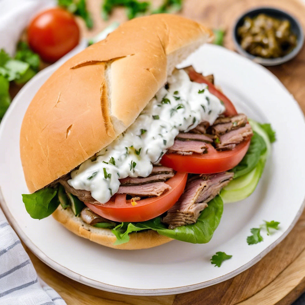 gyro sandwich on a white plate from above.jpg