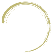 A stylized drawing of a golden circle