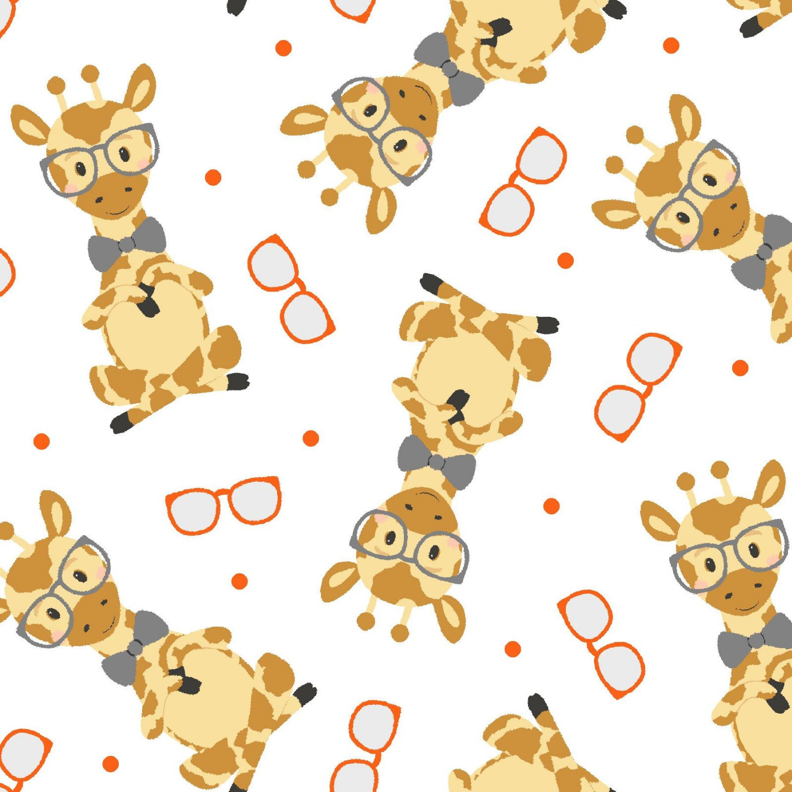 Henry Glass - Wild & Free - Tossed Giraffes, White