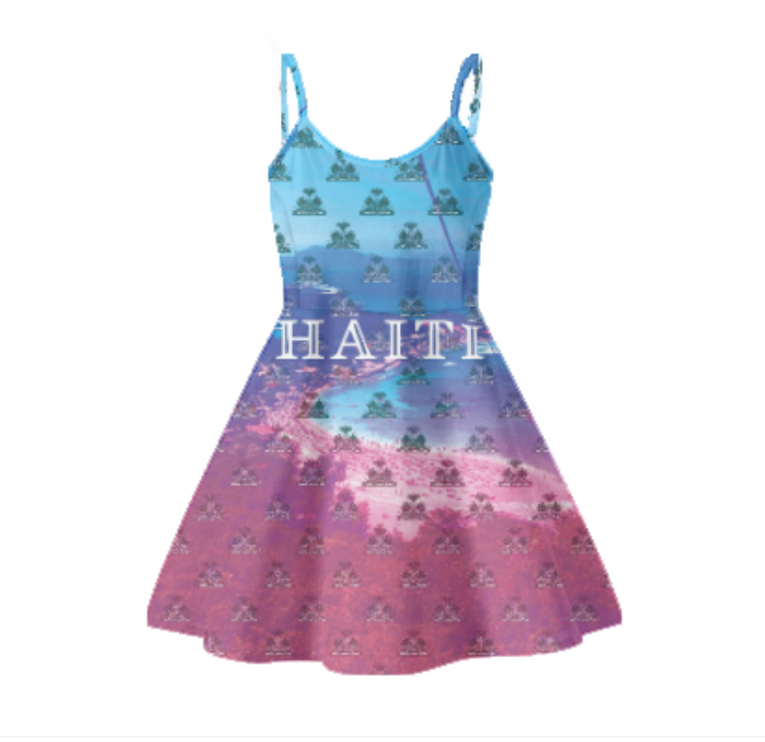 Miniature : Haiti Flag Clothing Ladies Sleeveless Slip Dresses Red and Blue Haitian Flag