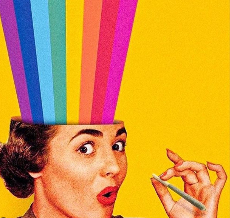 rainbow coming out of woman's head