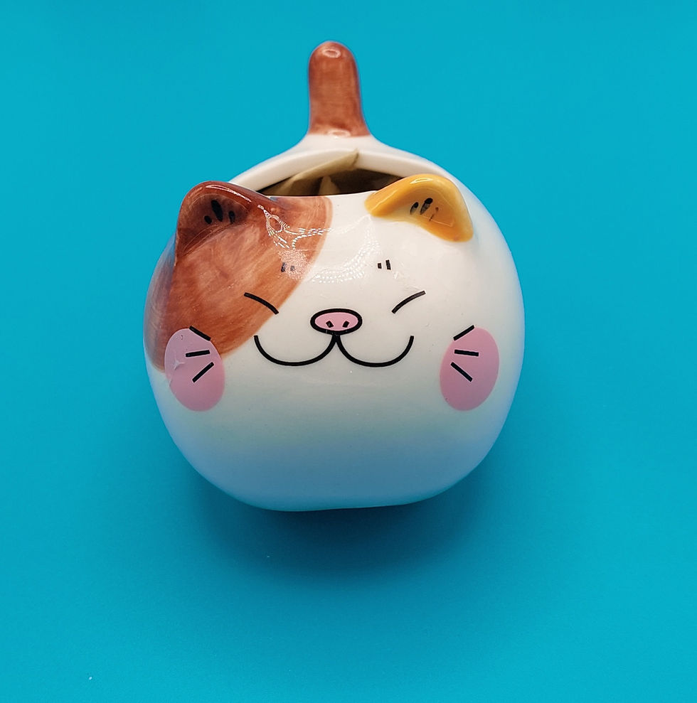 Thumbnail: Long Body Cat Succulent Planter Brown Yellow