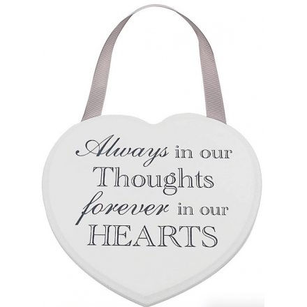 Heart Shaped Hanging Plaque - Always in our Thoughts