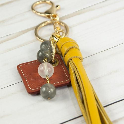 Thumbnail: Lucca Leather Bag Charm- Yellow
