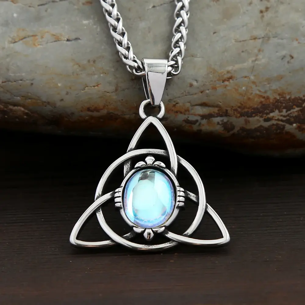 Vintage Nordic Stainless Steel Trinity Knots Pendant Necklaces For Men Women Fas